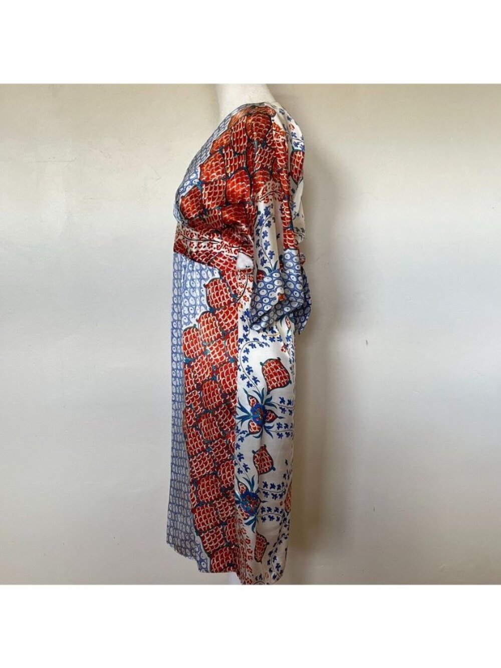 Y2K Silk Kimono Dress Womens Small Twee Indie Boho Artsy Whimsy Tie Waist - Picture 5 of 13